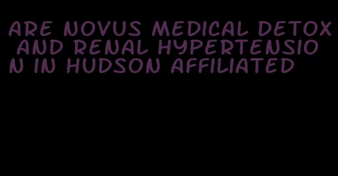 are novus medical detox and renal hypertension in hudson affiliated