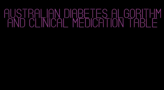australian diabetes algorithm and clinical medication table
