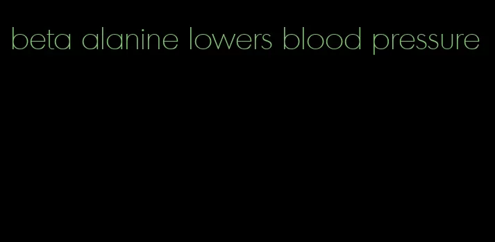 beta alanine lowers blood pressure