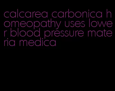 calcarea carbonica homeopathy uses lower blood pressure materia medica