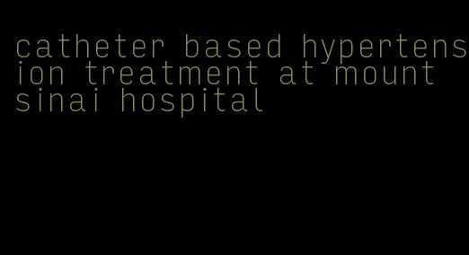 catheter based hypertension treatment at mount sinai hospital