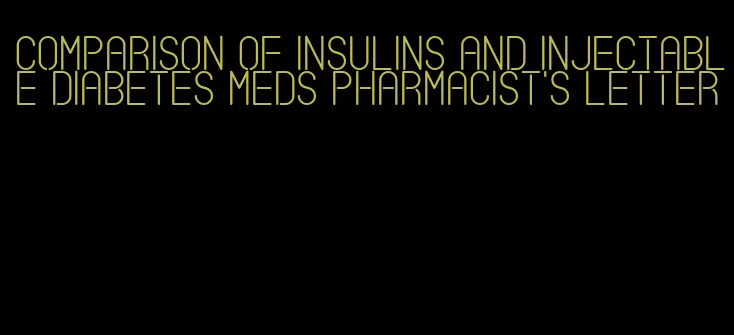 comparison of insulins and injectable diabetes meds pharmacist's letter
