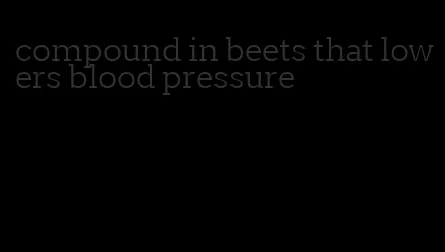 compound in beets that lowers blood pressure