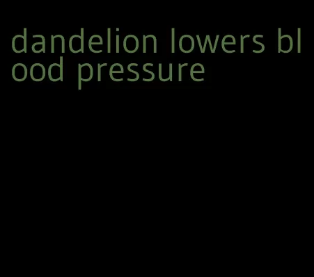 dandelion lowers blood pressure