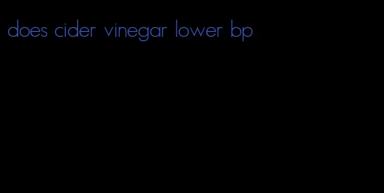 does cider vinegar lower bp
