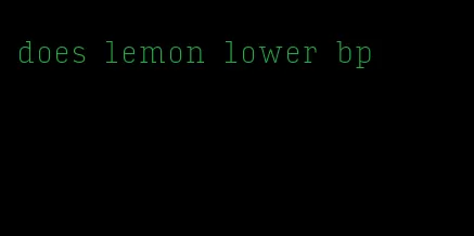 does lemon lower bp