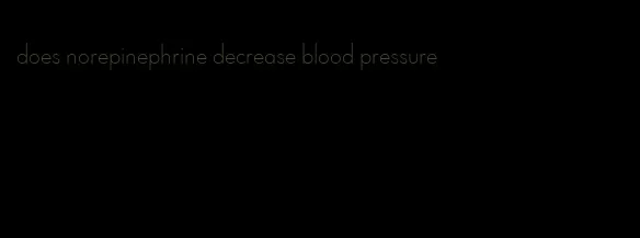 does norepinephrine decrease blood pressure