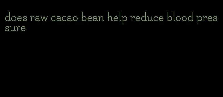 does raw cacao bean help reduce blood pressure