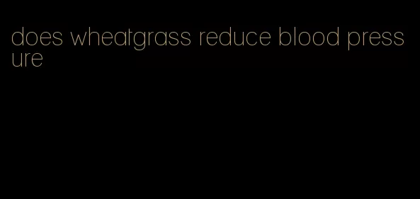 does wheatgrass reduce blood pressure