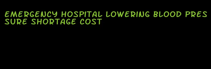 emergency hospital lowering blood pressure shortage cost