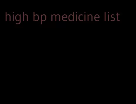 high bp medicine list