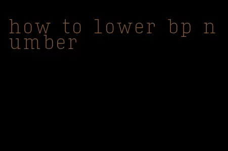 how to lower bp number