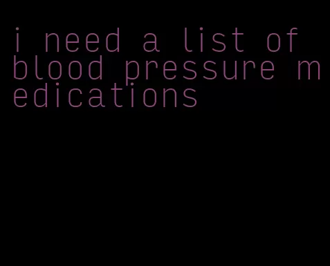 i need a list of blood pressure medications