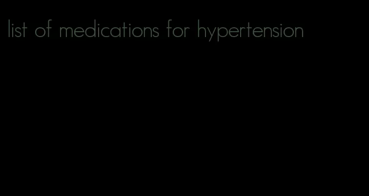 list of medications for hypertension
