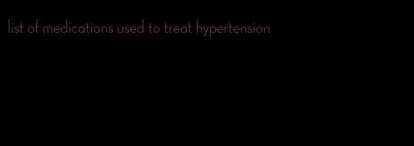 list of medications used to treat hypertension
