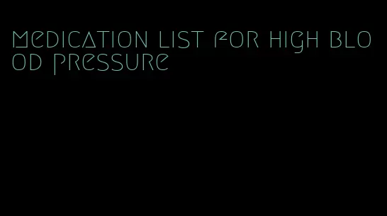 medication list for high blood pressure