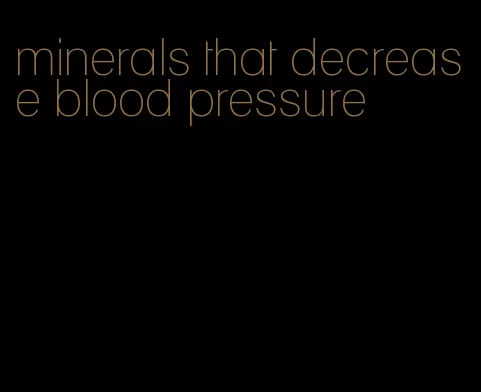 minerals that decrease blood pressure