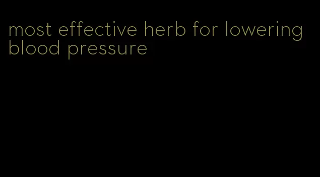 most effective herb for lowering blood pressure