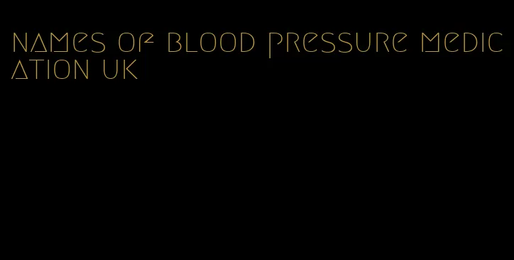names of blood pressure medication uk