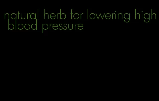 natural herb for lowering high blood pressure