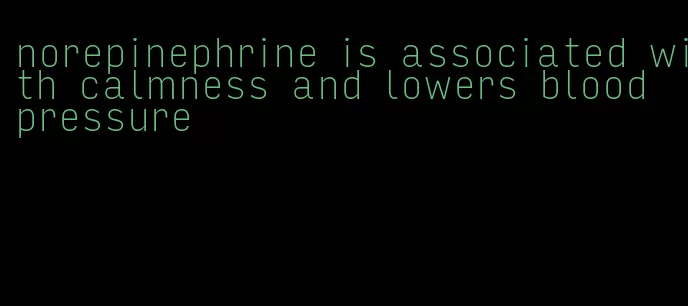 norepinephrine is associated with calmness and lowers blood pressure