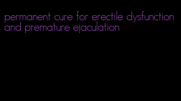 permanent cure for erectile dysfunction and premature ejaculation