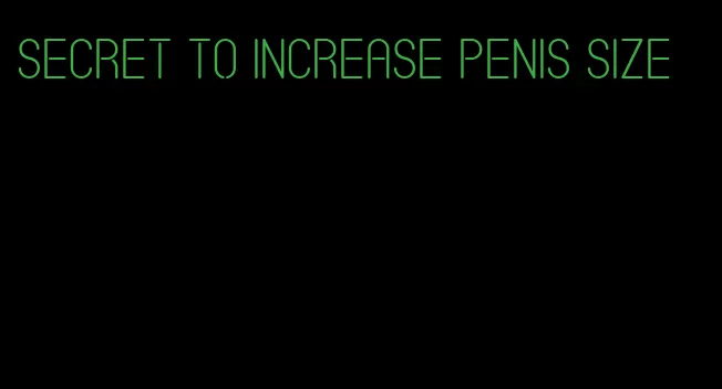secret to increase penis size