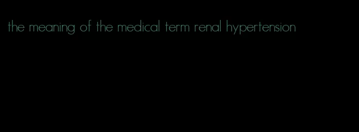 the meaning of the medical term renal hypertension