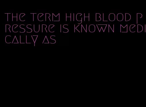 the term high blood pressure is known medically as