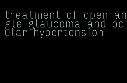 treatment of open angle glaucoma and ocular hypertension