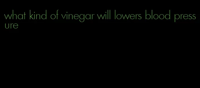 what kind of vinegar will lowers blood pressure