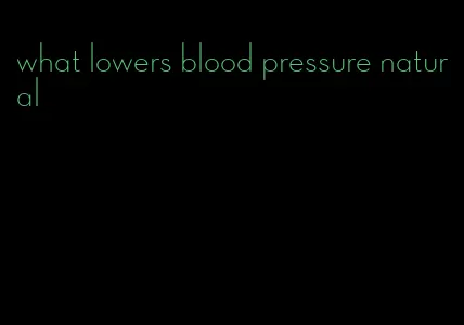 what lowers blood pressure natural
