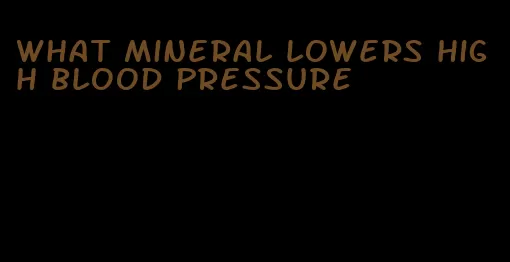 what mineral lowers high blood pressure