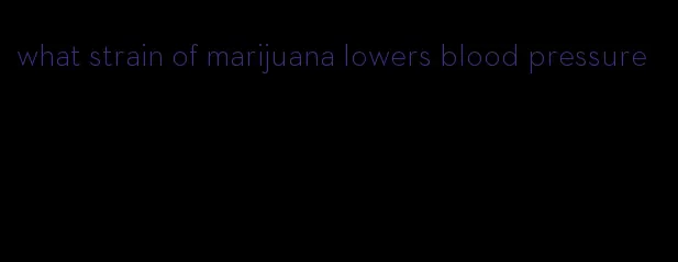 what strain of marijuana lowers blood pressure